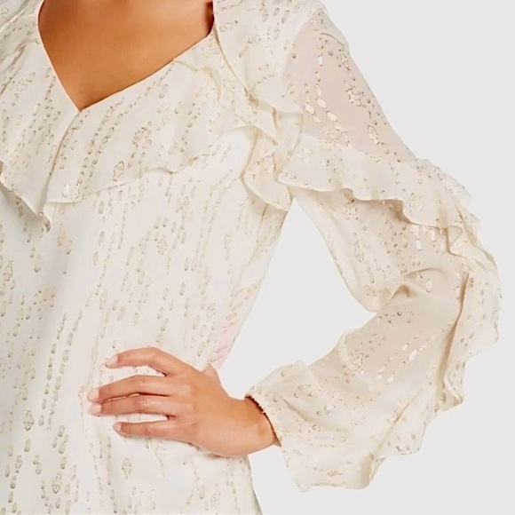 NWT Lilly Pulitzer Belle Metallic Ruffle-Trim Silk Shift Mini Cocktail Dress - Picture 2 of 14